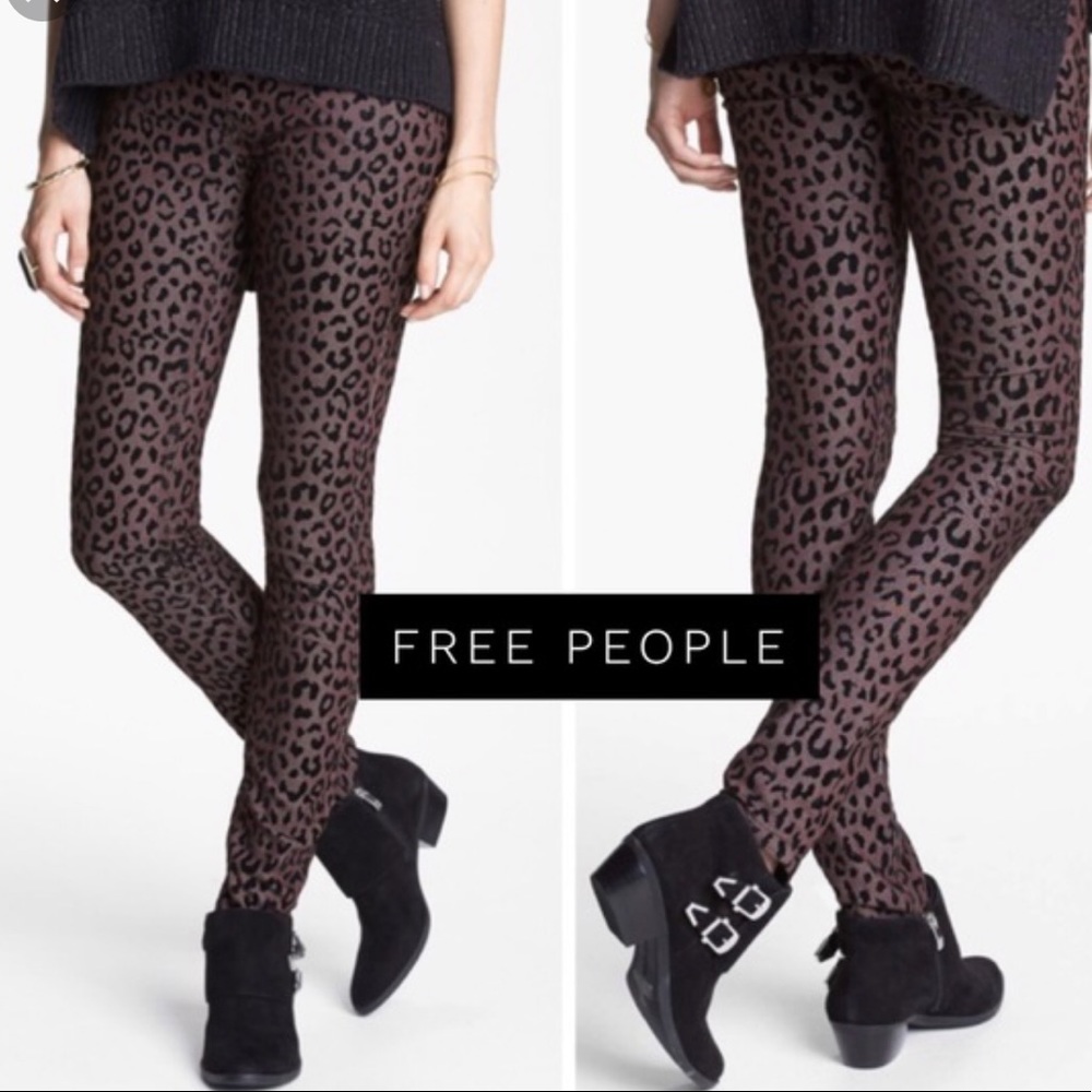 Free people leopard flocked ankle pants size 27